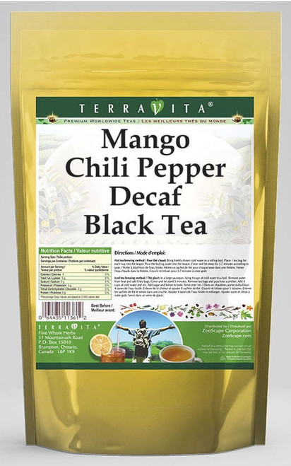 Terravita Mango Chili Pepper Decaf Black Tea, (mango Chili Pepper Decaf, Black Tea Bags, 50 Tea Bags, 1-pack, Zin: 545677)