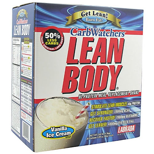 Carbwatchers Lean Body Vanilla Ice Cream Hi-protein Meal Replacement Shake Powder, 20 Count, 2.87 Lb