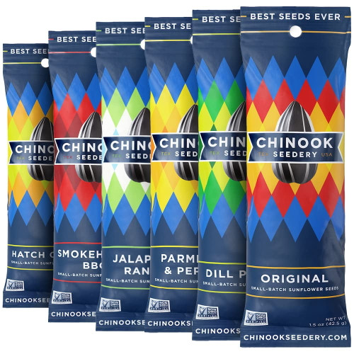 Chinook Seedery Sunflower Seeds - 6 Flavor Sampler Pack - 1.5 Ounce (pack Of 6)