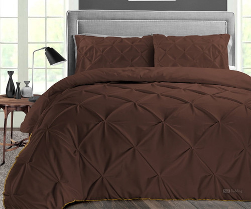 Oversized Palatial King Comforter Pinch Chocolate 300 Gsm Plush Siliconized Microfiber Fill Duvet Insert Box Stiched Quilted Fluffy Soft 600 Tc Egyptian Cotton Shell With Piping & Pillowcases