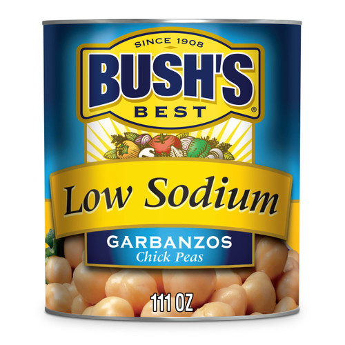 Bush's Low Sodium Garbanzo Beans, Canned Chickpeas, 111 Oz
