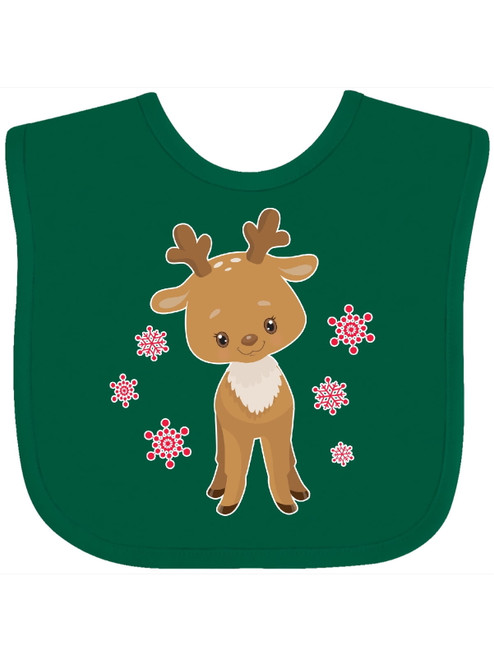Inktastic Cute Christmas Reindeer With Snowflakes Gift Baby Boy Or Baby Girl Bib