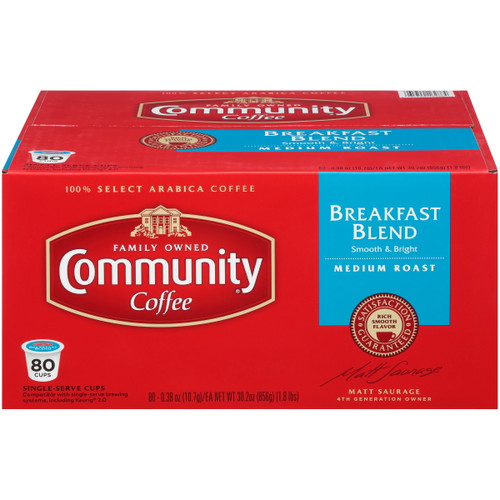 Community® Coffee Breakfast Blend Medium Roast Coffee Single-serve Cups 80 Ct Box Compatible With Keurig 2.0 K-cup Brewers