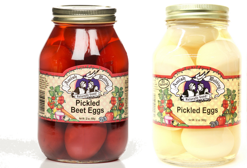Amish Wedding Pickled Eggs & Red Beet Eggs Variety 2-pack, 32 Oz. Jars