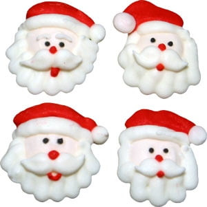 Santa Faces Assortment 1-1/4" Royal Icing Cake/cupcake Decorations 12 Ct