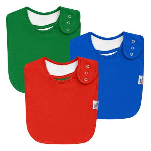 Toppy Toddler Soft Organic Cotton Infant Baby Drool Bibs With Snap Buttons, Large, Boys Girls Ages 6-24 Months