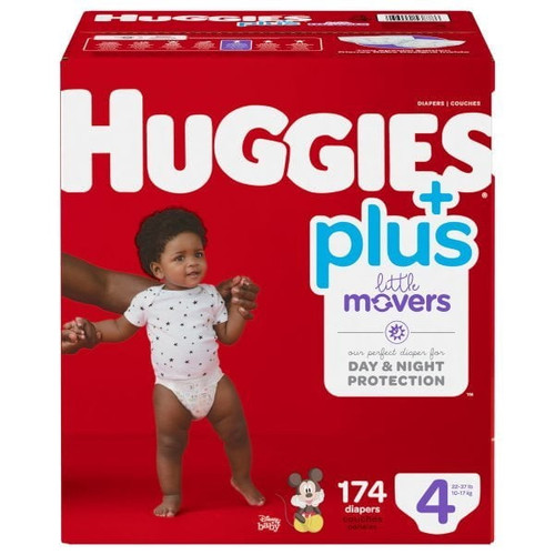 Huggies Little Movers Plus Diapers, Size 4 - 174 Diapers