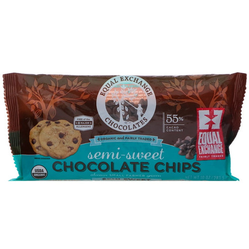 Equal Exchange, Organic, Chocolate Chips, Semi-sweet, 55% Cacao, 10 Oz Pack Of 3