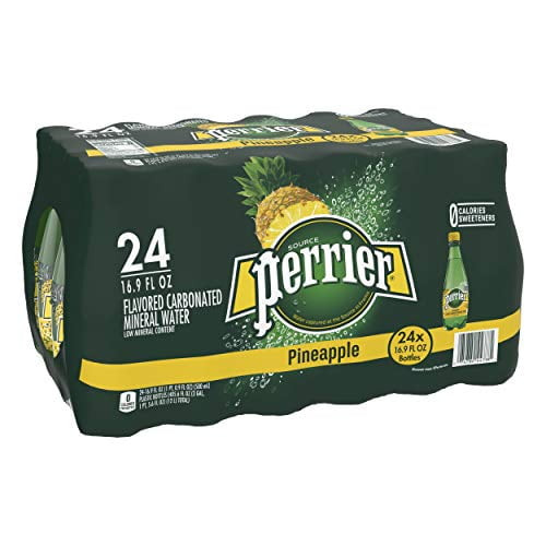 Perrier Pineapple Flavored Carbonated Mineral Water, 16.9 Fl Oz. Plastic Bottles (24count), 16.9 Fl Oz