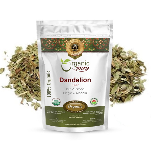 Organic Way Dandelion Leaf (taraxacum Officinale) Cut & Sifted - Herbal Tea | European Wild-harvest | Organic & Kosher Certified | Non Gmo & Usda Certified | Origin - Albania (1/2 Lbs / 8 Oz)