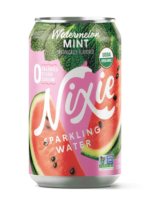 Nixie Sparkling Water, Watermelon Mint | 12 Fl Oz Cans, 24 Pack | Organic, Non-gmo, 0 Calories, 0 Sugar, 0 Sodium