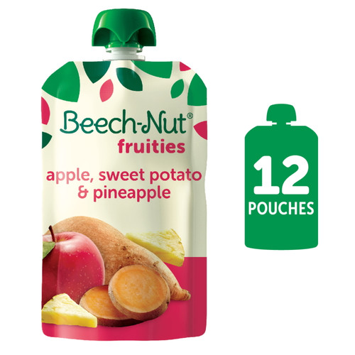 Beech-nut Fruities Stage 2 Baby Food, Apple Sweet Potato & Pineapple, 3.5 Oz Pouch, 12 Pack