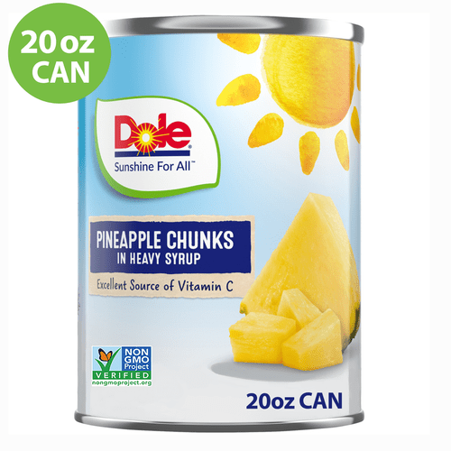Dole Pineapple Chunks In Heavy Syrup, 20 Oz Canned Fruit