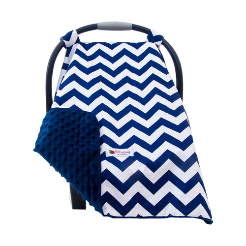 My Little Baby Bug Baby Canopy Cover For Car Seat Navy Chevron With Navy Minky