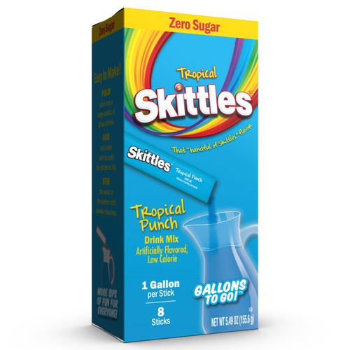 Skittles Zero Sugar Tropical Punch Gallons-to-go Powdered Drink Mix, 8 Packets