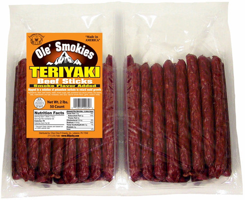 Buffalo Bills 2-lb Teriyaki 5" Ole' Smokies Saddlebag (50 Twist-end Beef Sticks Per Saddlebag)