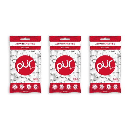 Pur Gum Sugar Free Chewing Gum With Xylitol - Natural Cinnamon Flavor - 55 Pieces (pack Of 3)