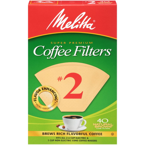 Melitta #2  Natural Brown Cone Coffee Filters, 40 Ct
