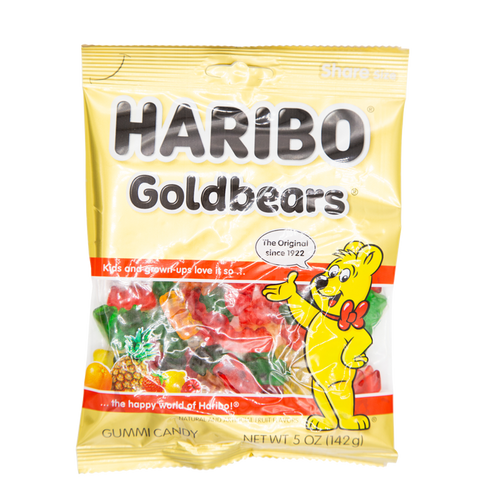 Haribo Gummi Candy, Gummi Bears, Original Assortment, 5oz Bag, 12/carton