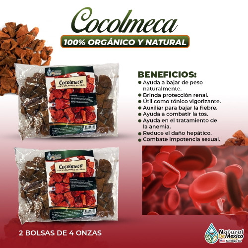 Cocolmeca Herb Tea 8 Oz. 226gr. (2/4 Oz.) Té De Cascara Zacate,   Herbal And Organic Fortaleciendo La Sangre