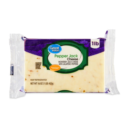 Great Value Pepper Jack Cheese, 16 Oz