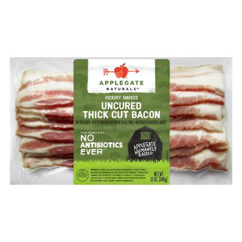 Applegate Hickory Smoked Uncured Thick Cut Bacon, 12oz (pack Of 12)