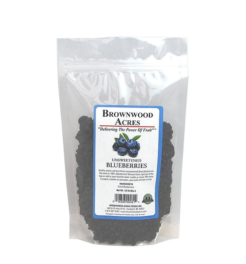 Unsweetened Dried Blueberries - 1/2 Pound Bag