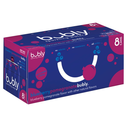 Bubly Blueberry Pomegranate Sparkling Water, 12 Fl Oz, 8 Pack Cans