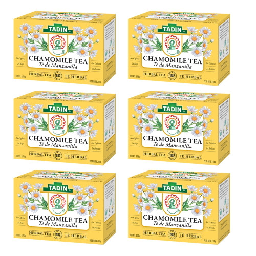 Tadin Chamomile Herbal Tea. Soothing Sleep Aid. Improves Digestion. High In Antioxidants. Caffeine Free. 24 Bags. 0.84 Oz. Pack Of 6