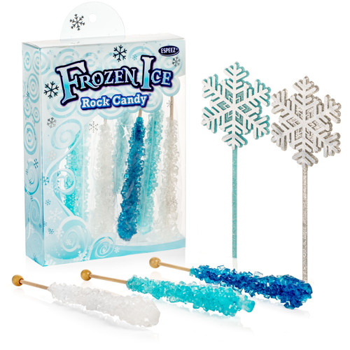 Frozen Ice Rock Candy Sticks - 10 Individually Wrapped Rock Candy On A Stick, 2 Wands