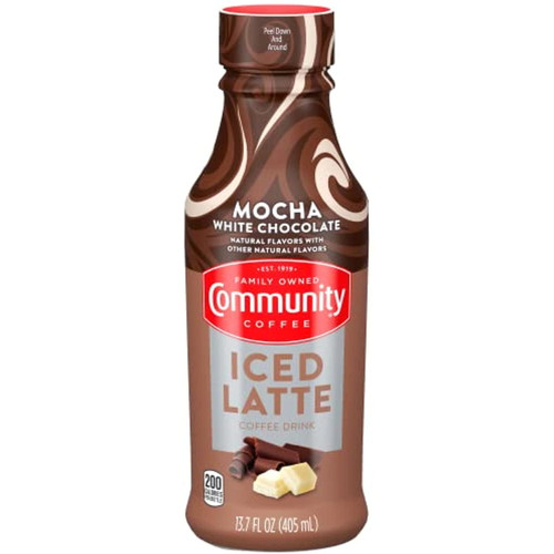 Community Coffee Mocha White Chocolate Iced Latte Ready To Drink 13.7 Ounce Bottle (pack Of 12)