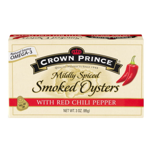 Crown Prince Mildly Spiced Smoked Oysters With Red Chili Pepper, 3 Oz (mixed)