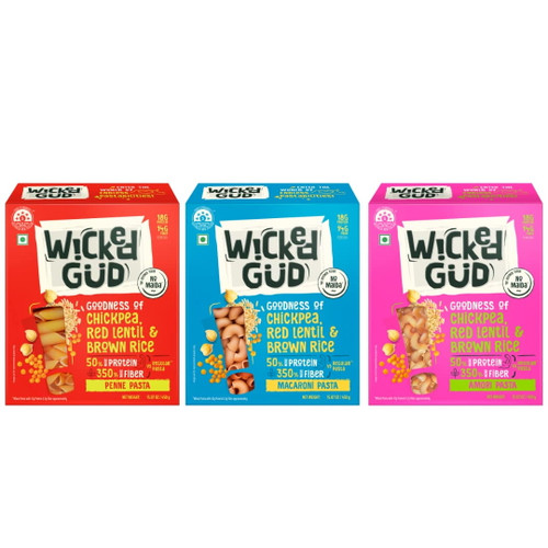 Wickedgud Penne, Macaroni & Amori Pasta 15.87 Ounce (pack Of 3)|chickpeas|red Lentils|brown Rice|vegan|gluten Free Ingredients|healthy Pasta|high Protein|high Fibre|lower Net Carbs|non-gmo