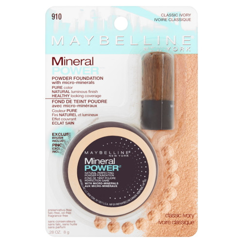 Maybelline Mineral Power Natural Perfecting Powder Foundation, Classic Ivory, 0.28 Oz