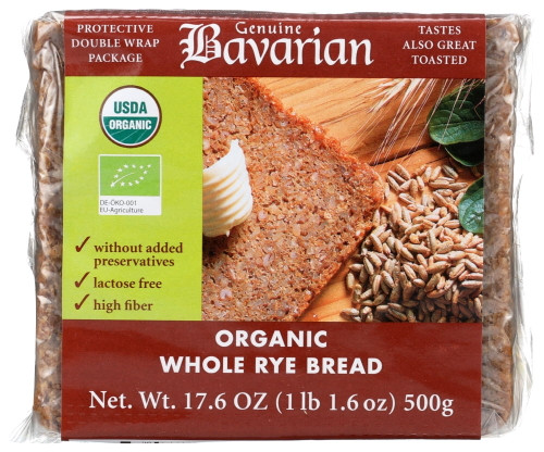 Genuine Bavarian Bread, Whole Rye, Organic, 17.6 Oz.