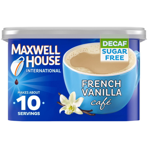 Maxwell House International French Vanilla Sugar Free Decaf Instant Coffee, Decaffeinated, 4 Oz. Canister