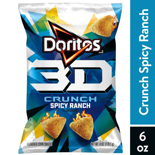 Doritos 3d Crunch Spicy Ranch Flavored Corn Snacks, 6 Oz