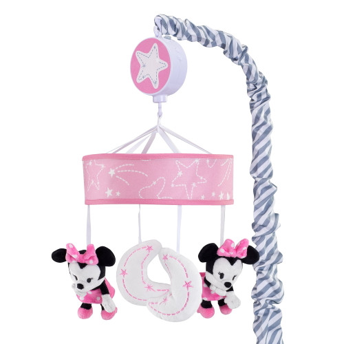 Disney Baby Minnie Mouse Pink/gray Musical Crib Mobile By Lambs & Ivy