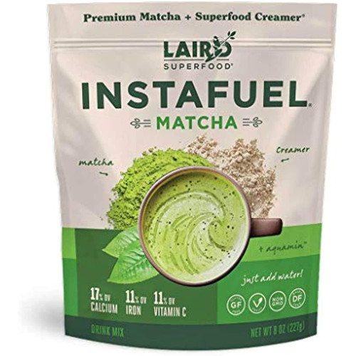 Laird Superfood Instafuel Matcha Plus Creamer, Matcha Latte Green Tea Powder Packed With Antioxidants With Original, Non-dairy, Superfood Creamer, Gluten Free, Non-gmo, Vegan, 8 Oz. Bag, Pack Of 1