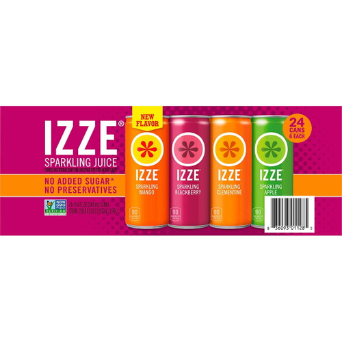 Izze Sparkling Juice Beverage, Variety Pack, 8.4 Fl Oz, 24 Ct