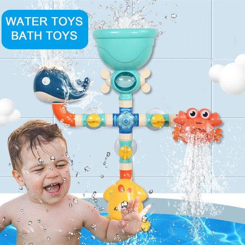 Fridja Baby Bath Toys Bathtub Suction Cup Toy Safe Material Pipe Connection Shower Toy