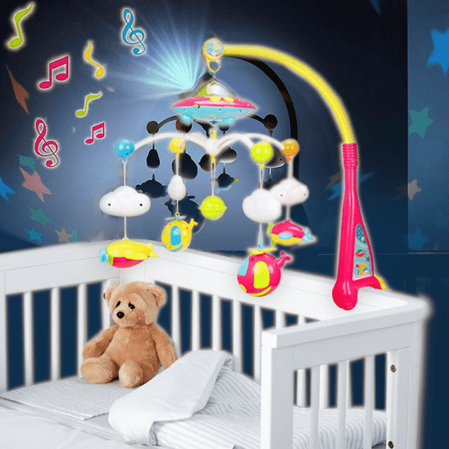 Agptek Baby Musical Crib Mobile, Baby Musical Toys For Crib Kids Bed Bell Cot Music Box Baby Rattle Toy, With Star Light Projection For Newborns