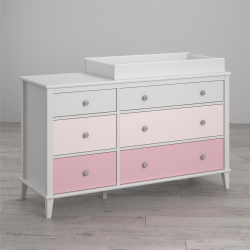 Little Seeds Monarch Hill Poppy 6-drawer Changing Table, White/pink