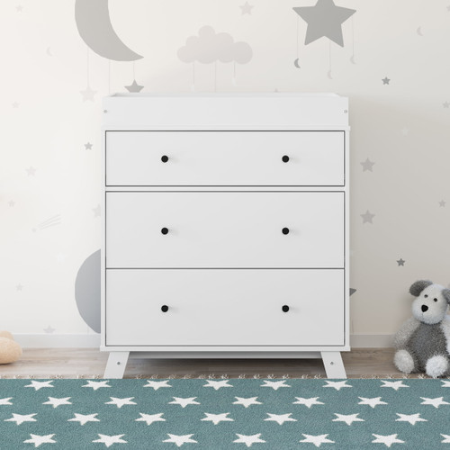 Storkcraft Beckham 3 Drawer Modern Changing Vertical Dresser White Finish