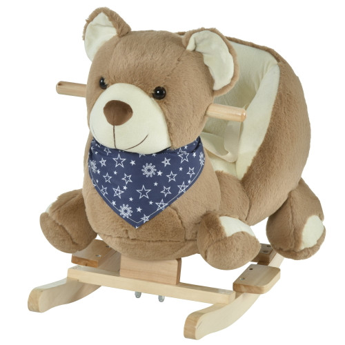 Tomshine Kids Ride-on Rocking Horse Toy Bear Style Rocker With Fun Music & Soft Plush Fabric For Children 18-36 Months