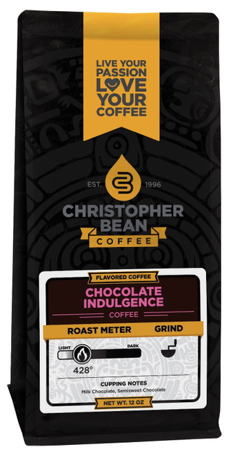 Chocolate Indulgence Flavored Decaf Ground Christopher Bean Coffee, 100% Arabica, No Sugar, No Fats, Made With Non-gmo Flavorings, 12 Oz Bag Of Coffee