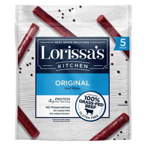 Lorissa's Kitchen Beef Stick Meat Snack, Original 5ct 0.6oz 3oz Multipack