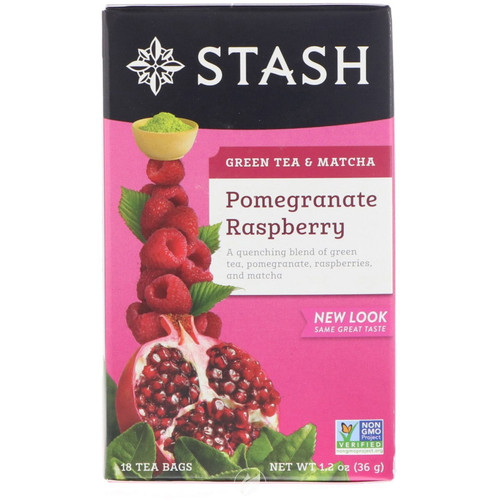 Stash Tea Pomegranate Raspberry With Matcha Tea 18 Bag, Pack Of 2