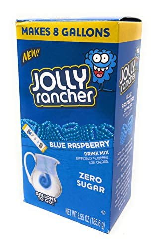 Jolly Rancher Blue Raspberry Sugar Free Caffeine Free Powdered Drink Mix ~ 8 Packs