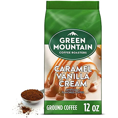 Green Mountain Coffee Roasters Caramel Vanilla Cream, Ground Coffee, Flavored Light Roast, Bagged 12 Oz
